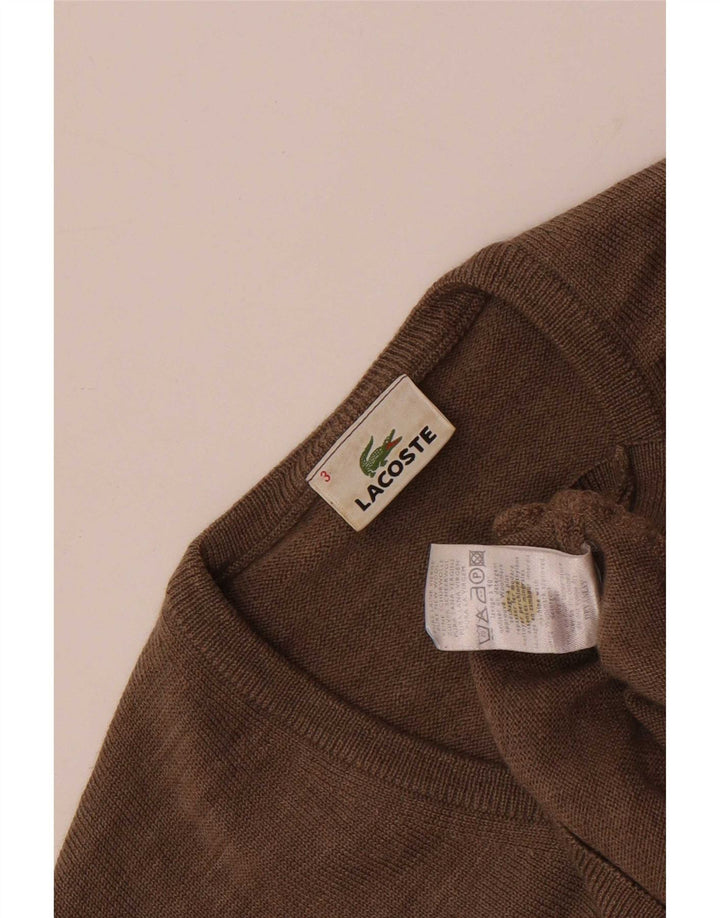 Мужской джемпер с v-образным вырезом Lacoste, размер 3, маленький, коричневый, новая шерсть