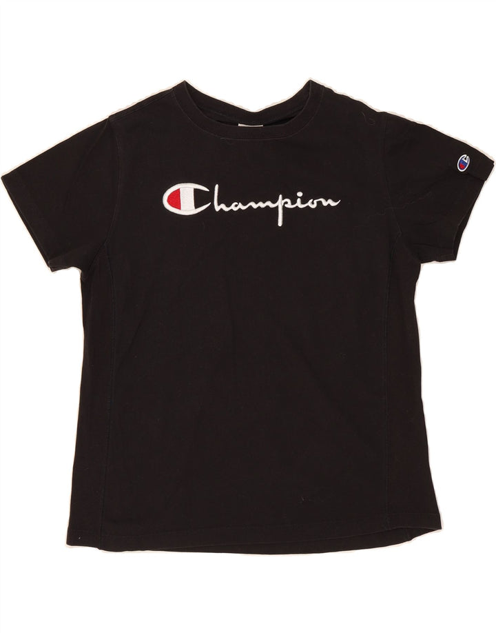 CHAMPION Womens Graphic T-Shirt Top UK 14 Medium Black Vintage Champion and Second-Hand Champion from Messina Hembry 