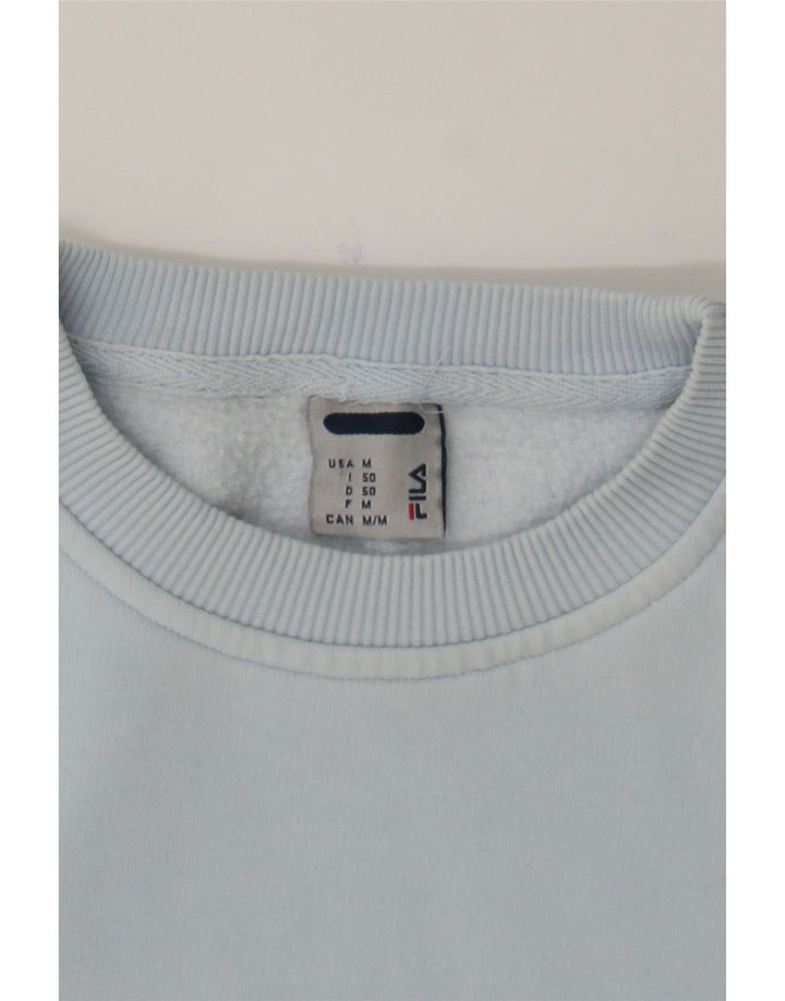 FILA Mens Graphic Sweatshirt Jumper IT 50 Medium Blue Cotton Vintage Fila and Second-Hand Fila from Messina Hembry 