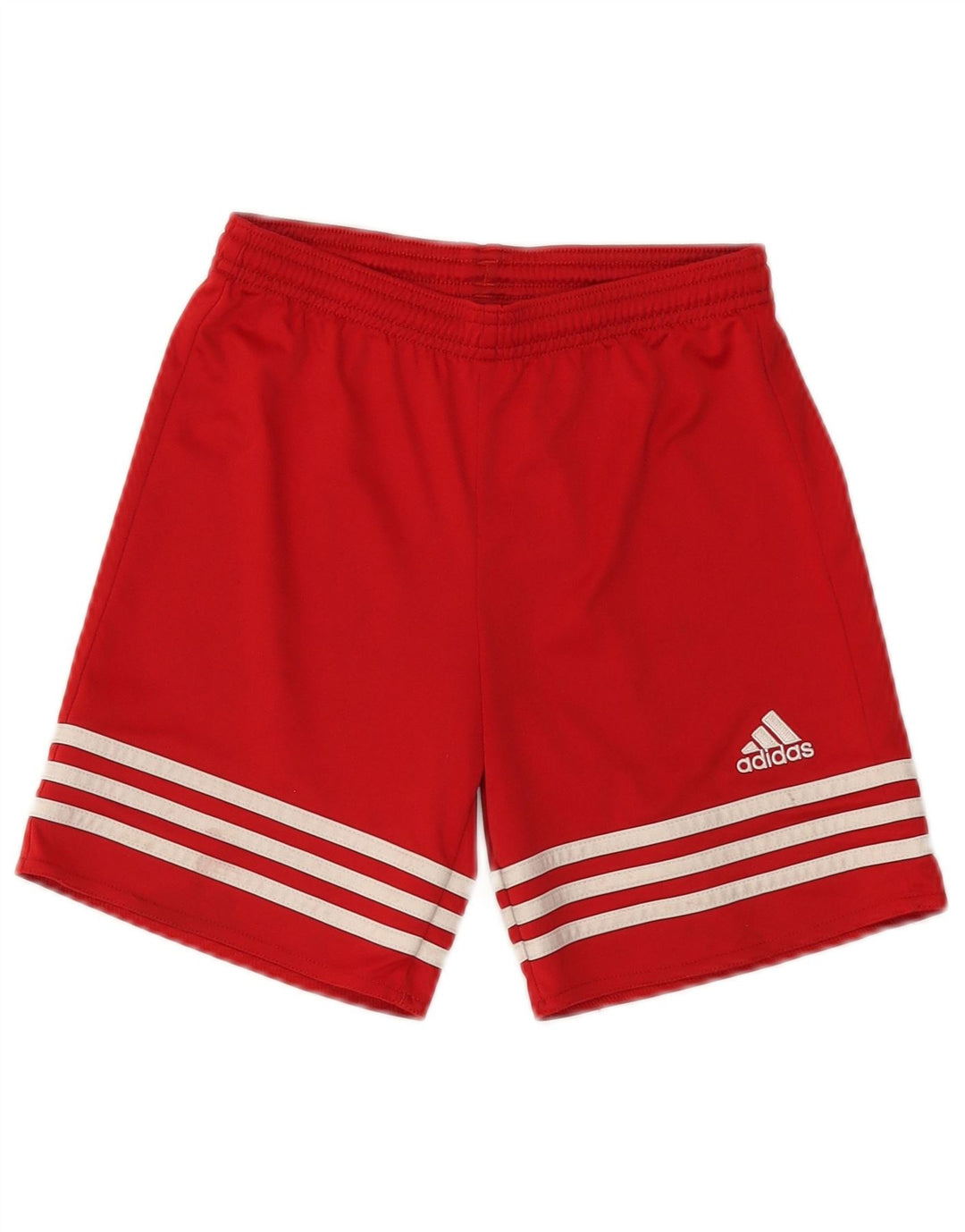 ADIDAS Boys Climalite Sport Shorts 9-10 Years Medium Red Polyester