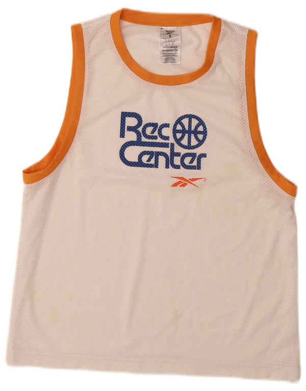 Женский жилет свободного кроя REEBOK с графическим рисунком, Великобритания, маленький размер, белый полиэстер