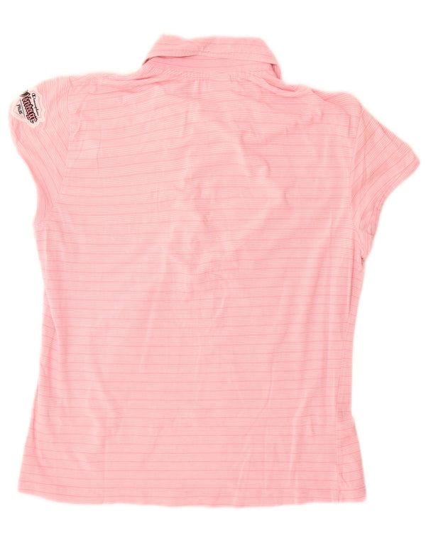 Женская рубашка-поло приталенного кроя Champion UK 12, хлопок в тонкую полоску среднего розового цвета