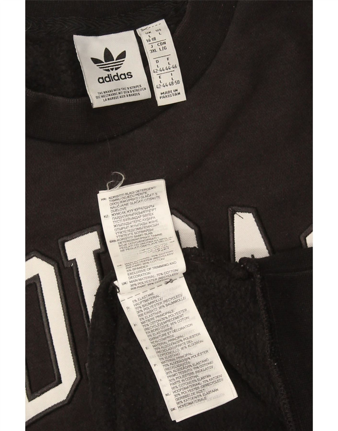 Женский джемпер оверсайз с рисунком Adidas UK 16/18, большой черный