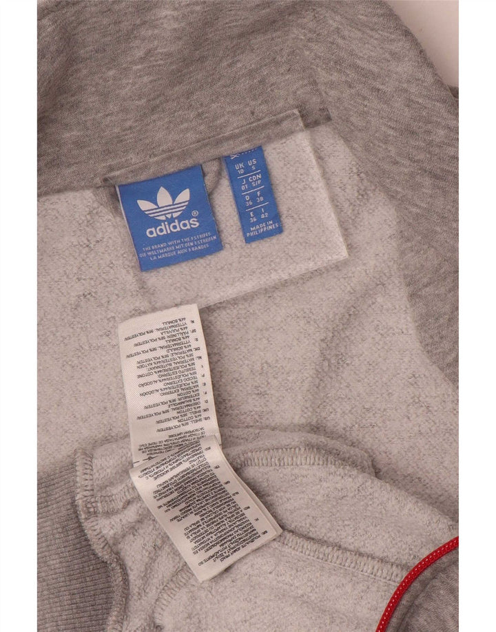Adidas Женский спортивный костюм большого размера с графическим принтом, верхняя куртка UK 10, маленький серый