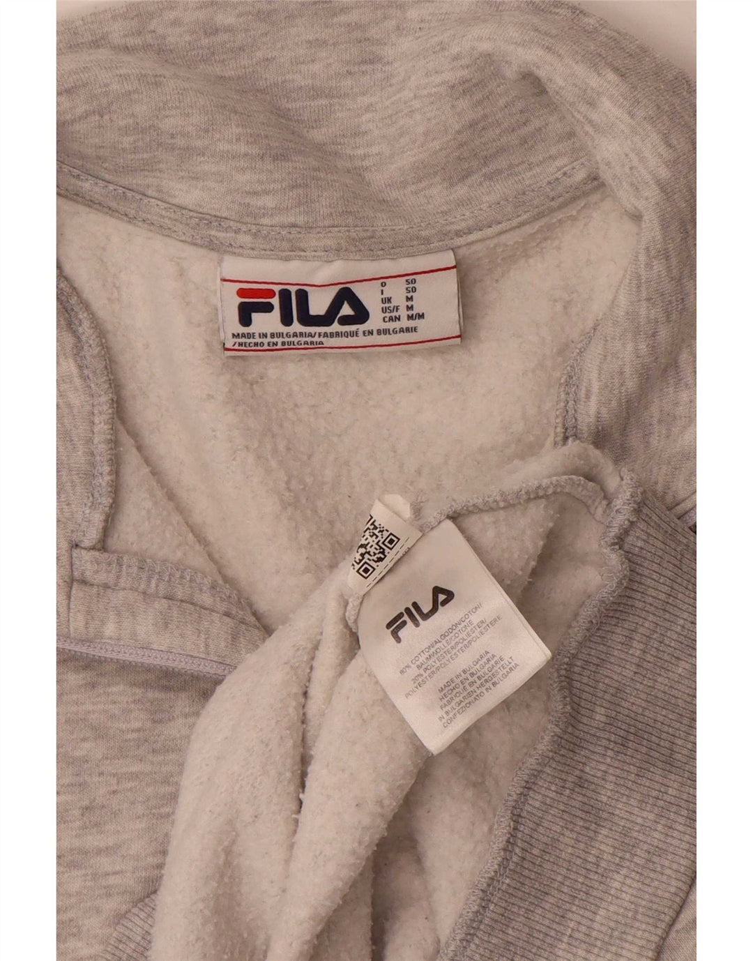 Fila Мужской свитшот с воротником на молнии, хлопковый джемпер среднего серого цвета с крапинками