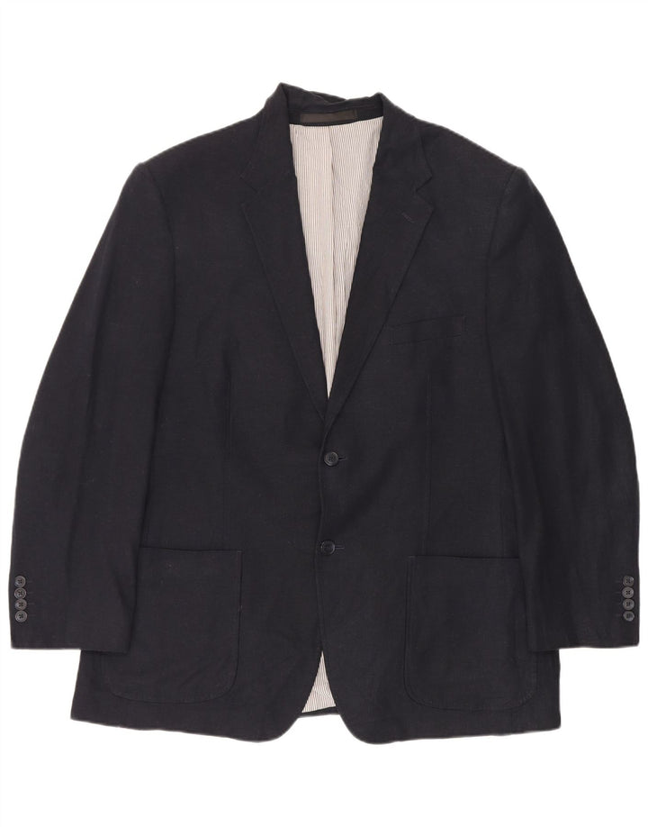 Мужской пиджак на двух пуговицах Marks & Spencer UK 44 XL, темно-синий, льняной