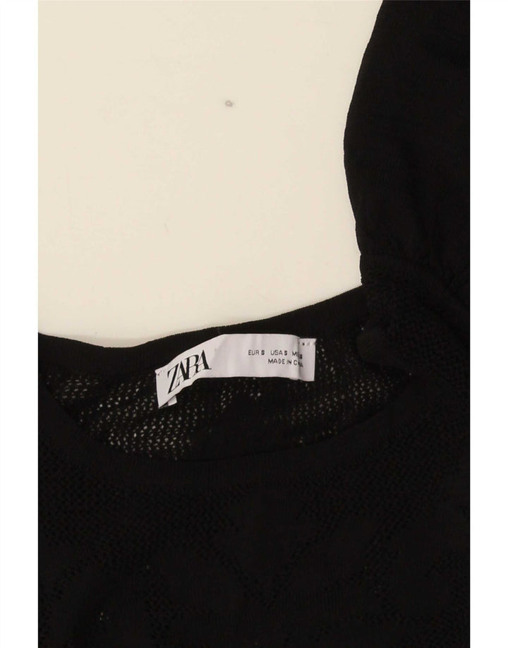Женская укороченная блузка Zara UK 8, маленькая черная