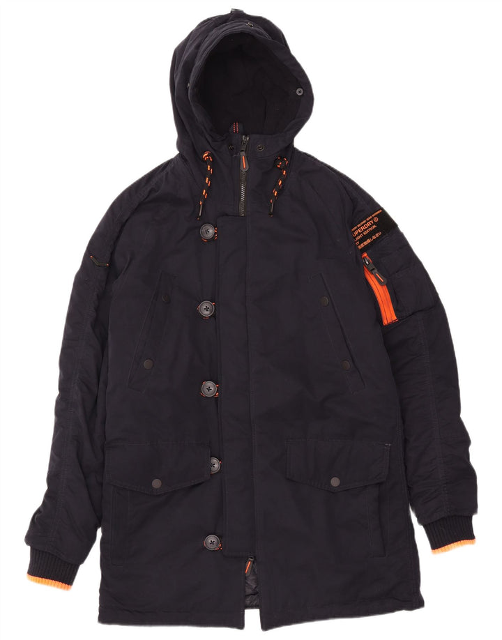 Мужская парка Superdry с капюшоном UK 38, средний темно-синий полиэстер