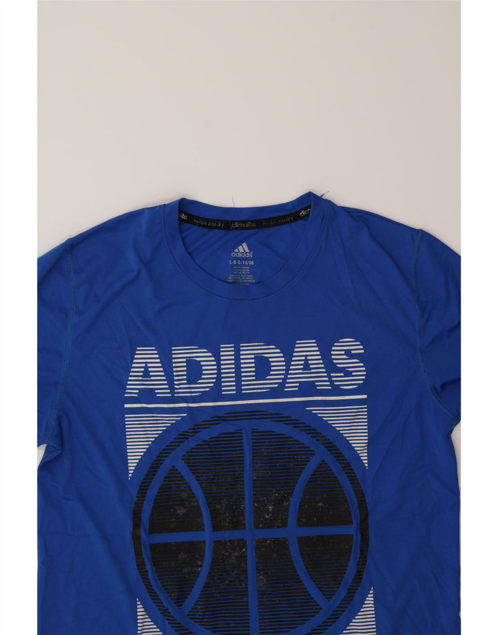 ADIDAS Boys Graphic T-Shirt Top 14-15 Years Large Blue Polyester Vintage Adidas and Second-Hand Adidas from Messina Hembry 