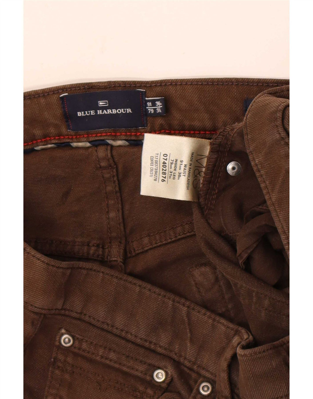 Женские прямые джинсы Marks & Spencer Blue Harbour W36 L31, коричневые, хлопковые