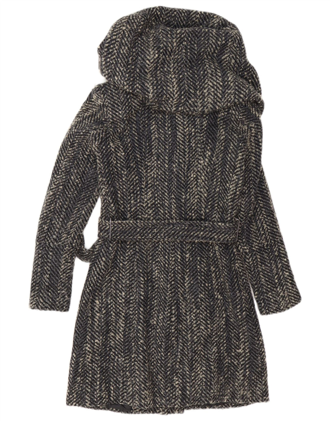 Женское пальто Zara UK 6 XS серое из полиэстера с узором «в ёлочку»