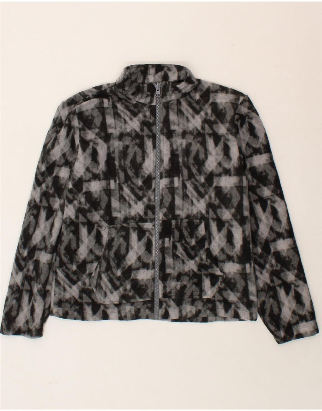 EDDIE BAUER Girls Fleece Jacket 14-15 Years Large  Grey Geometric Vintage Eddie Bauer and Second-Hand Eddie Bauer from Messina Hembry 
