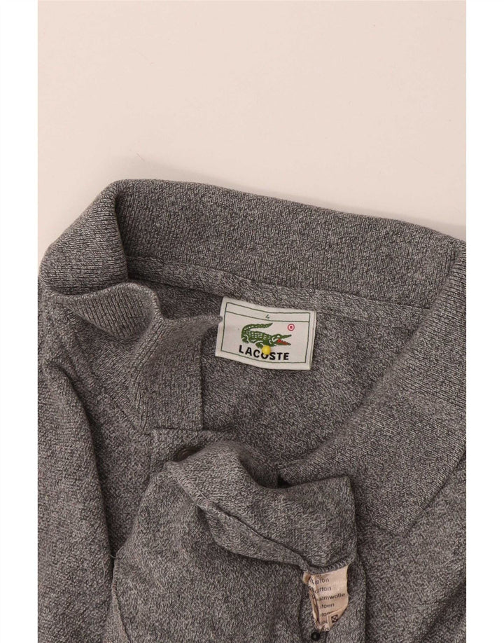 Мужская рубашка-поло Lacoste с длинным рукавом, размер 4, средний серый хлопок