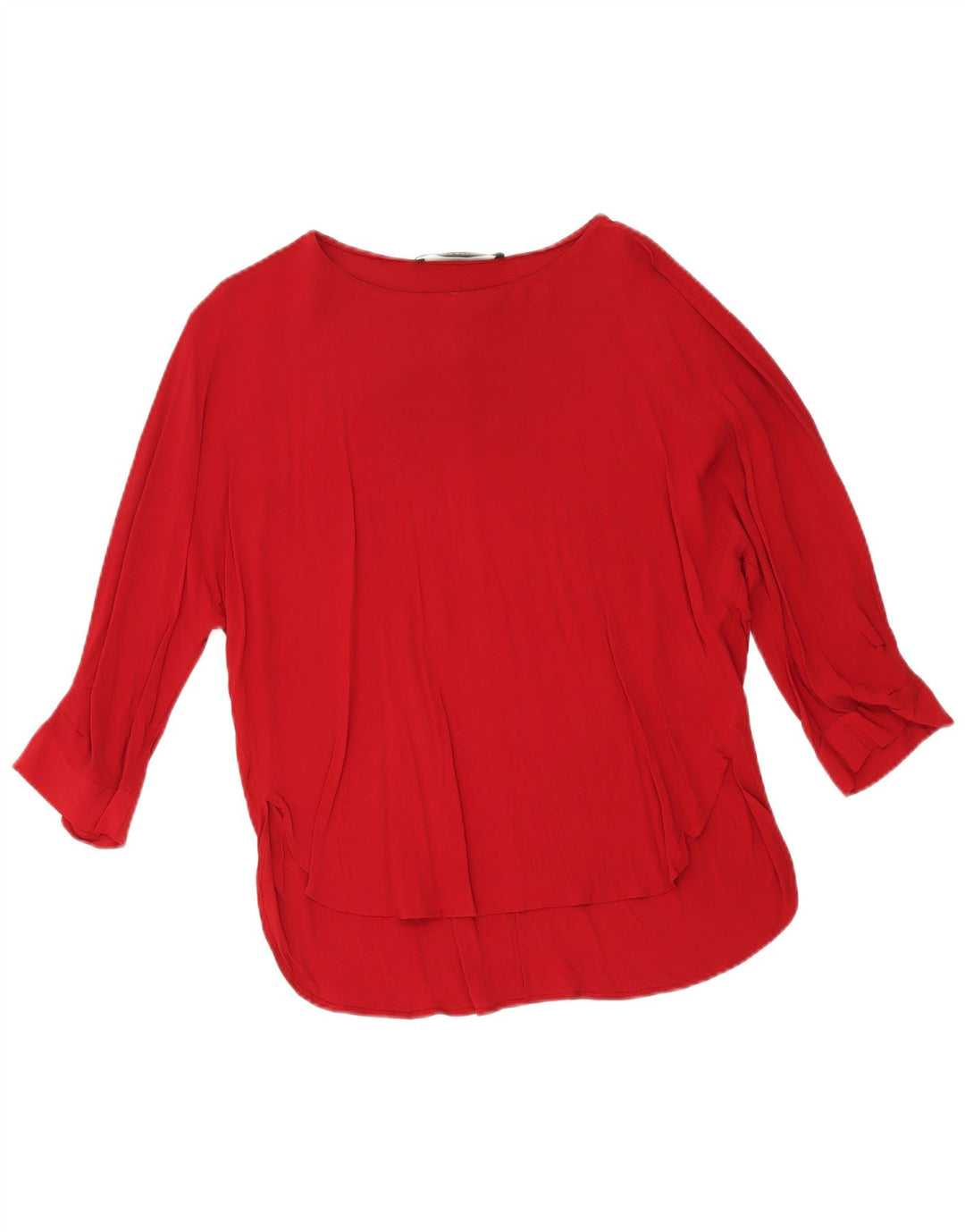 Женская блузка оверсайз с рукавом 3/4 Zara, размер UK 10, маленький, красный, вискоза