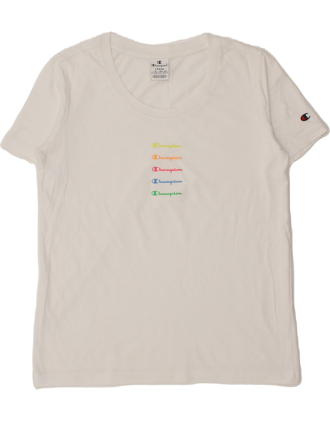 CHAMPION Womens Graphic T-Shirt Top UK 16 Large White Vintage Champion and Second-Hand Champion from Messina Hembry 
