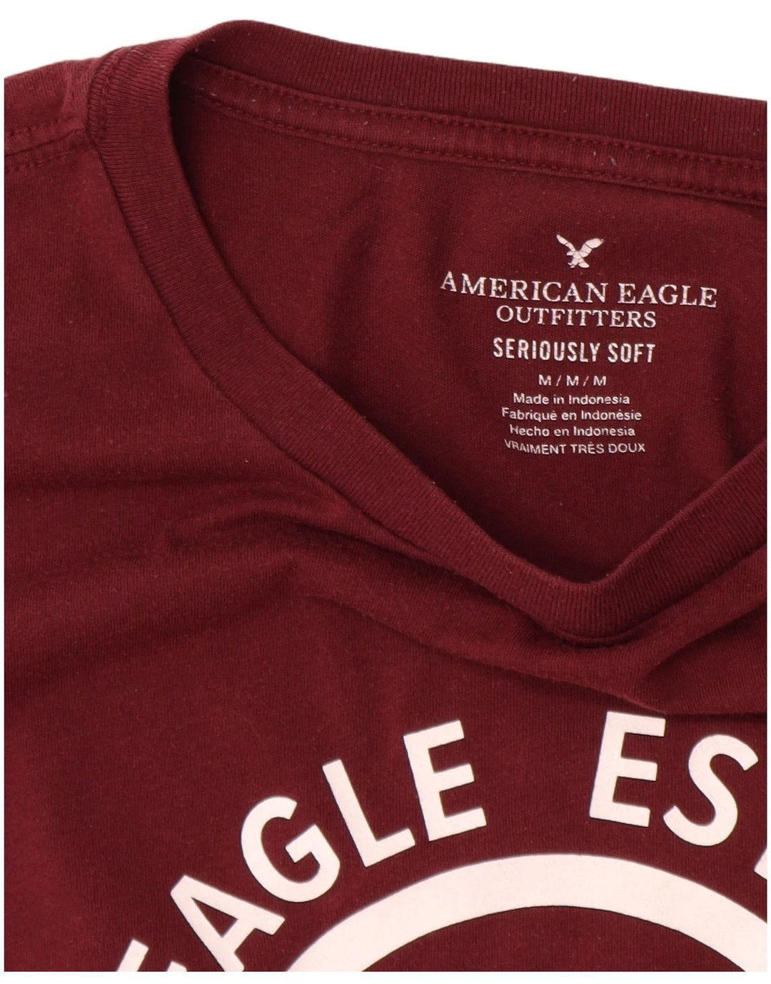 Мужская футболка с рисунком AMERICAN EAGLE, топ среднего цвета, бордовый хлопок, хлопок