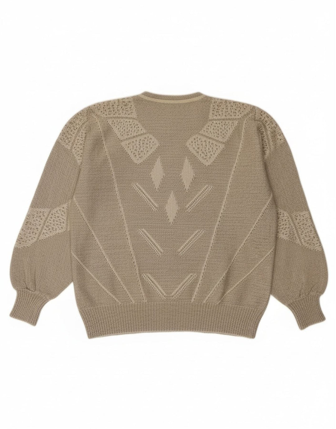 Винтажный женский джемпер на пуговицах, Великобритания, 14, большой серый с геометрическим узором