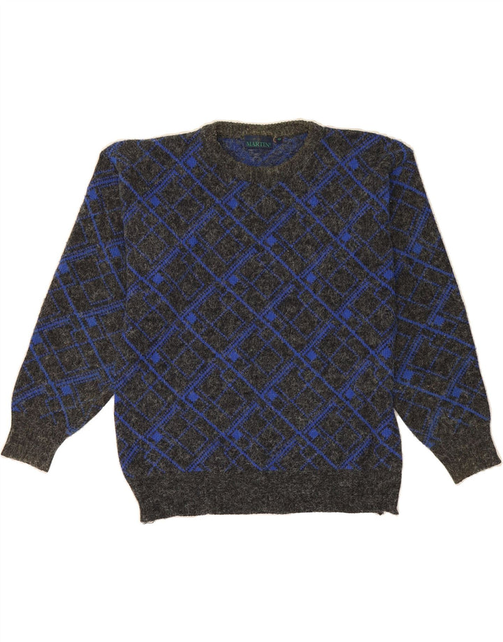 VINTAGE Mens Crew Neck Jumper Sweater IT 48 Medium Grey Geometric Vintage Vintage and Second-Hand Vintage from Messina Hembry 