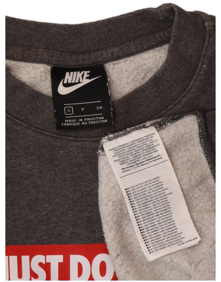 Мужской свитер с рисунком Nike, маленький серый хлопковый джемпер