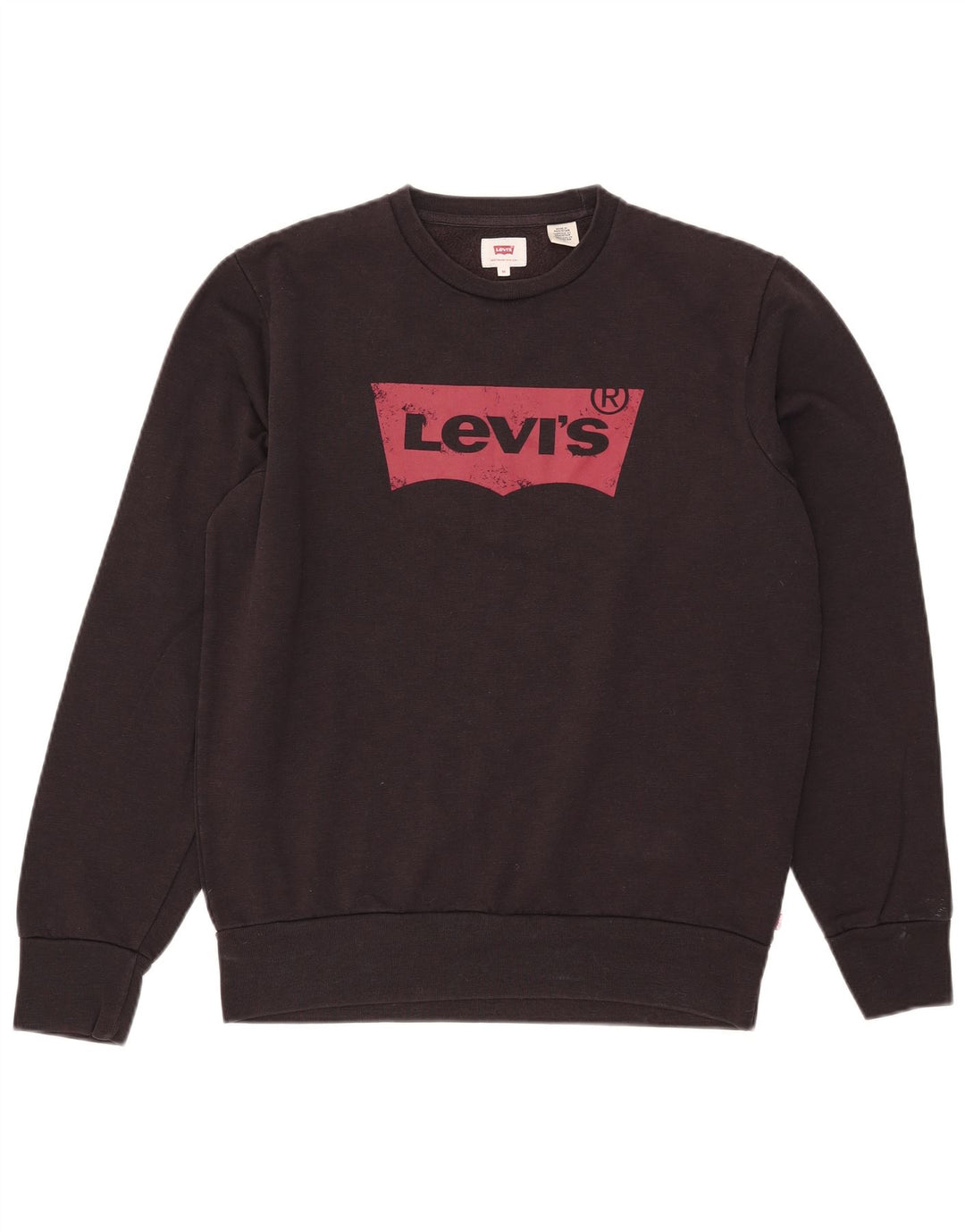 Мужской свитшот с рисунком Levi's, хлопковый джемпер среднего размера, черный
