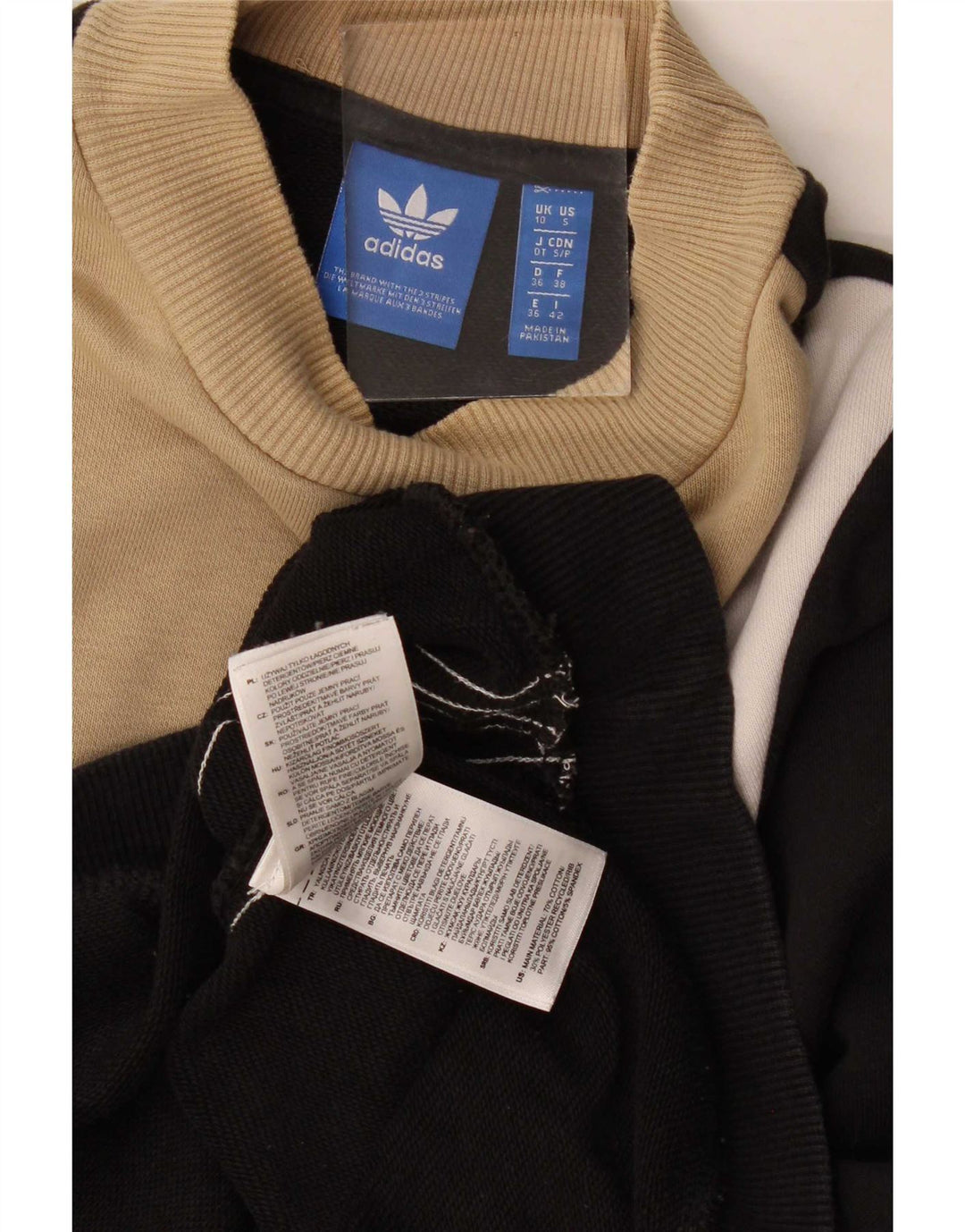 Женский джемпер оверсайз Adidas UK 10, маленький черный с цветными блоками