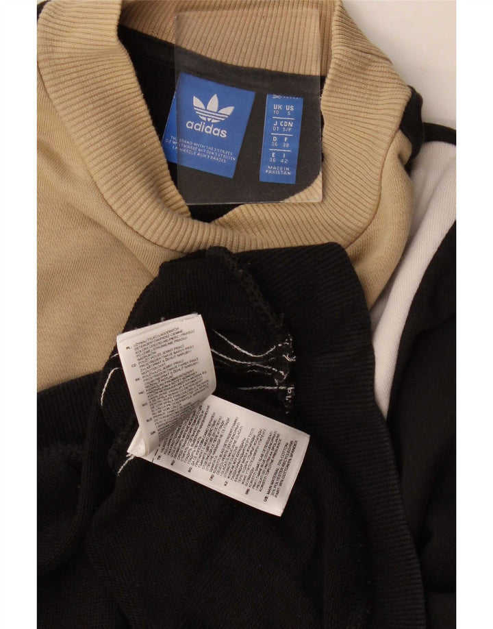 Женский джемпер оверсайз Adidas UK 10, маленький черный с цветными блоками