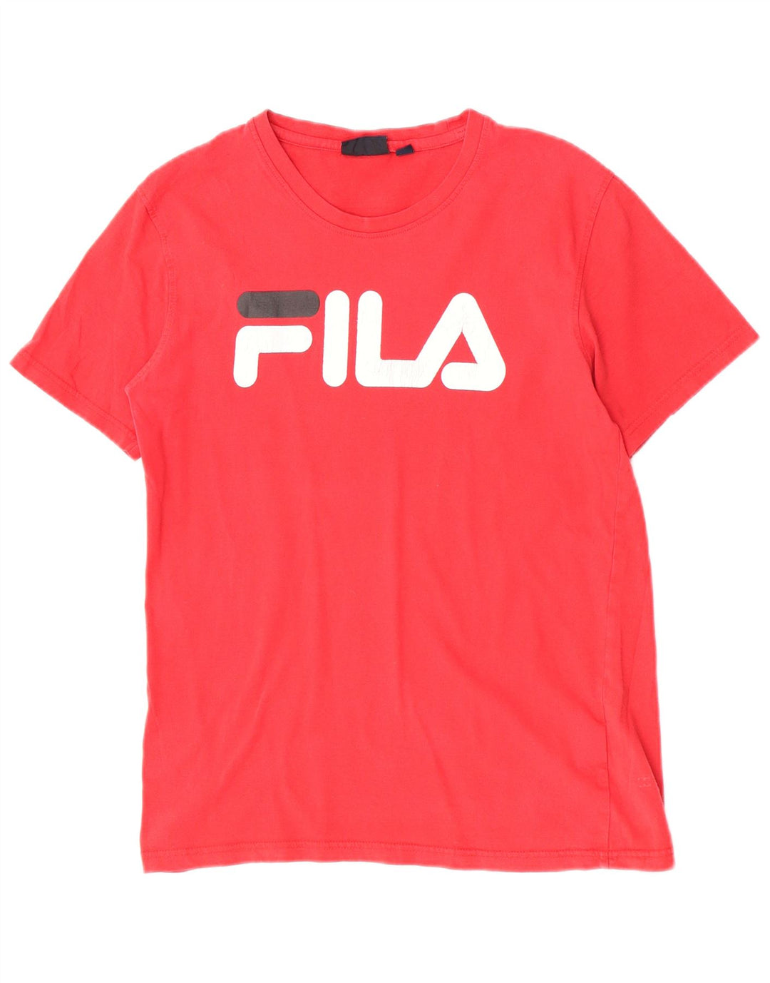 Мужская футболка с рисунком Fila, хлопковый топ среднего красного цвета