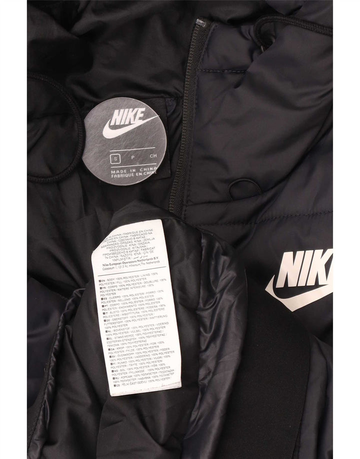 Женская стеганая куртка с капюшоном с графическим рисунком Nike UK 10, маленькая черная полиэстер