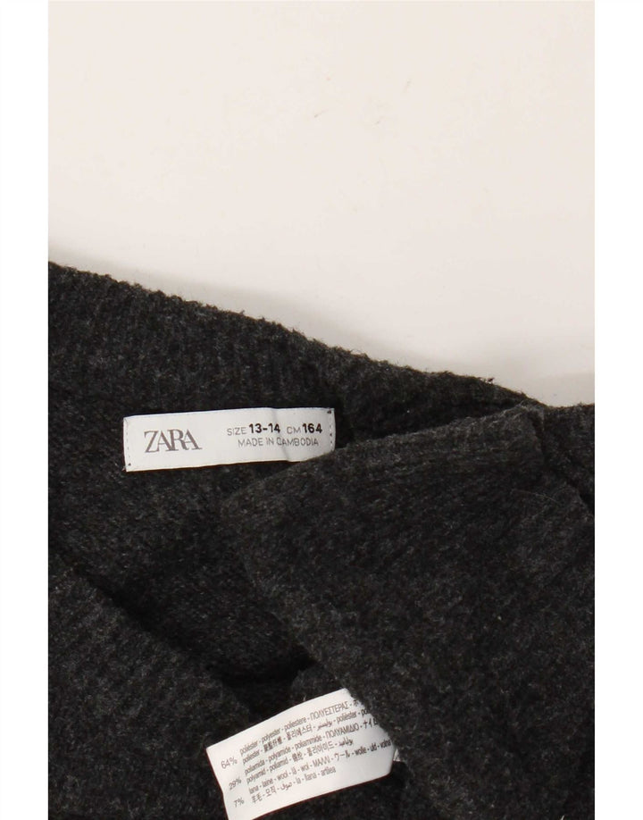 Джемпер с круглым вырезом Zara для мальчиков, 13–14 лет, серый полиэстер
