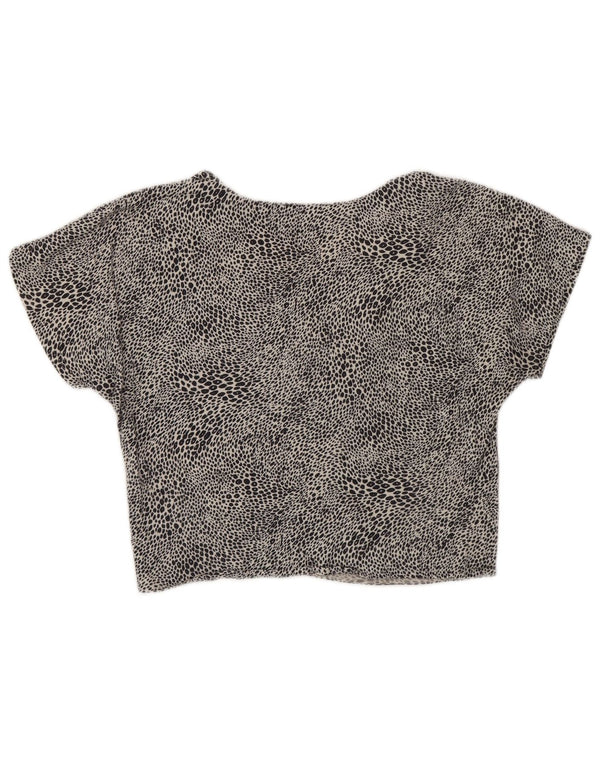 LAURA BIAGIOTTI Womens Crop Blouse Top IT 44 Medium Black Animal Print