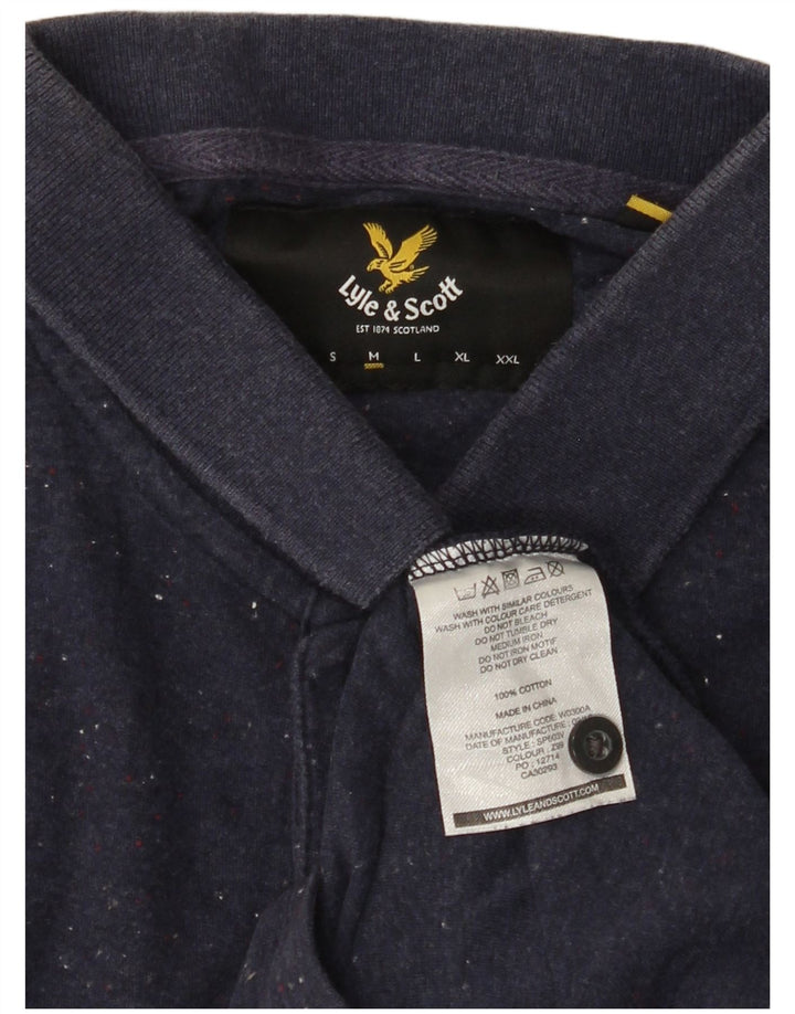 Мужская рубашка поло LYLE & SCOTT среднего размера, темно-синяя, хлопковая в крапинку