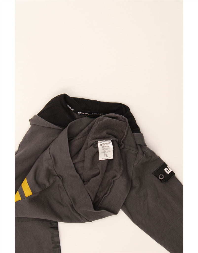 CATERPILLAR Boys Graphic Hoodie Jumper 11-12 Years Grey Cotton Vintage Caterpillar and Second-Hand Caterpillar from Messina Hembry 