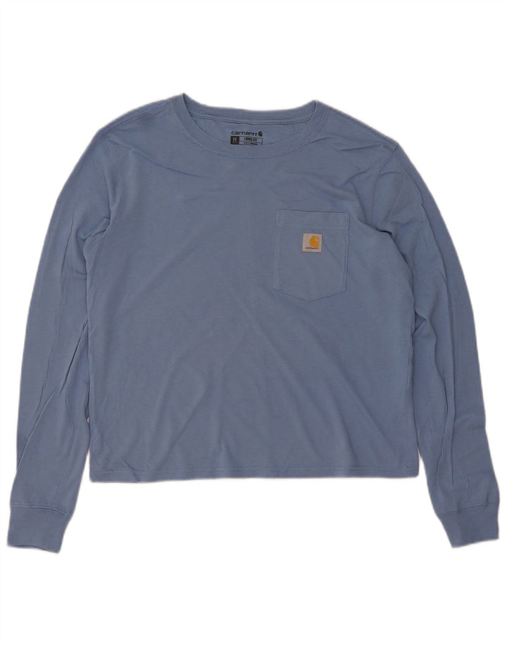 Женский оверсайз-топ Carhartt с длинными рукавами, США, размер 0/2 XS, синий хлопок