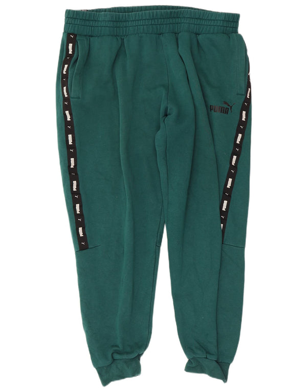Мужские спортивные брюки Puma с графическим рисунком, джоггеры, 2XL, зеленый хлопок с цветными блоками