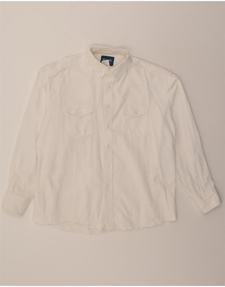 WRANGLER Mens Shirt Size 17 1/2 XL White Cotton Vintage Wrangler and Second-Hand Wrangler from Messina Hembry 