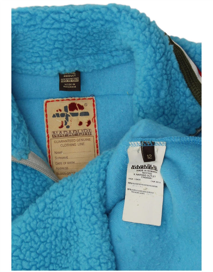 Napapijri Флисовый джемпер с рисунком на молнии для мальчиков 11–12 лет, синий полиэстер