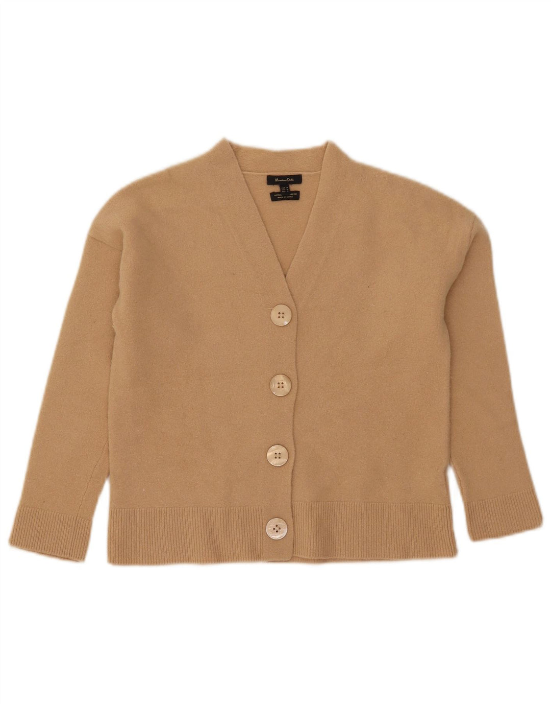 Женский укороченный кардиган Massimo Dutti UK 12, средний бежевый, шерсть