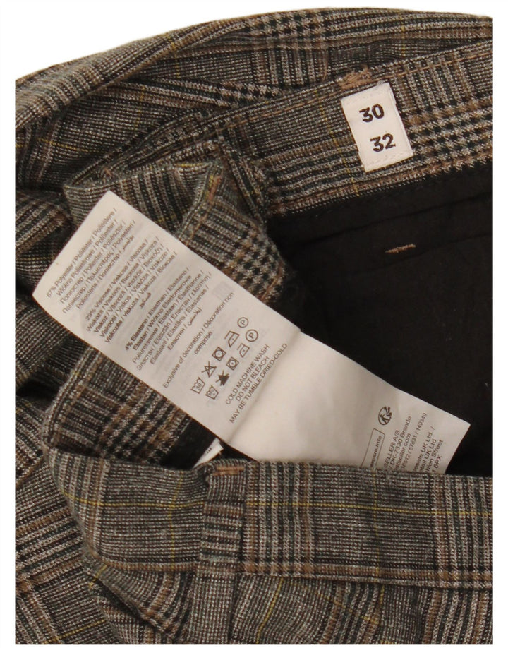Мужские брюки узкого кроя Jack & Jones W30 L32, серый полиэстер в клетку