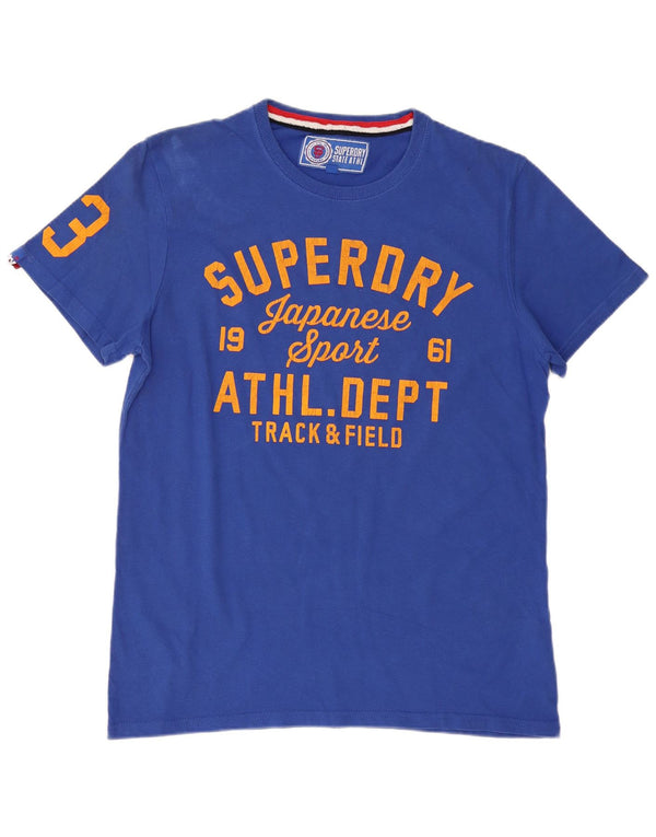 SUPERDRY Мужская футболка с рисунком, 2XL, синяя, хлопок