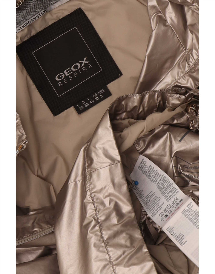 Женская оверсайз-дождевик Geox Respira с капюшоном UK 10, маленький серый полиамид