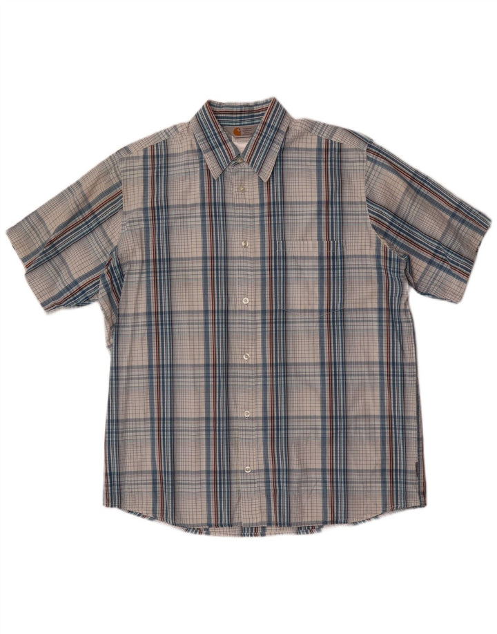 Мужская рубашка с коротким рукавом Carhartt, большая синяя клетка, хлопок