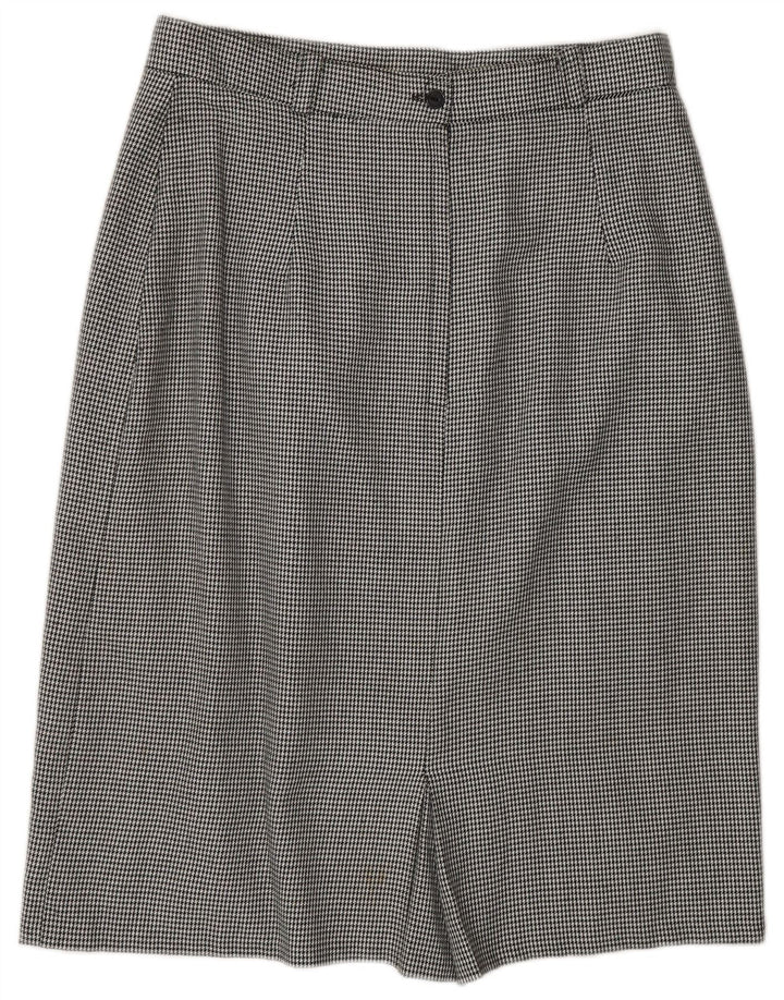 СТ. BERNARD Женская прямая юбка миди UK 16, большая W30, черная с узором "гусиные лапки"