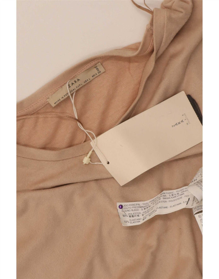 Женский жилет Zara UK 16, большой, бежевый, полиэстер