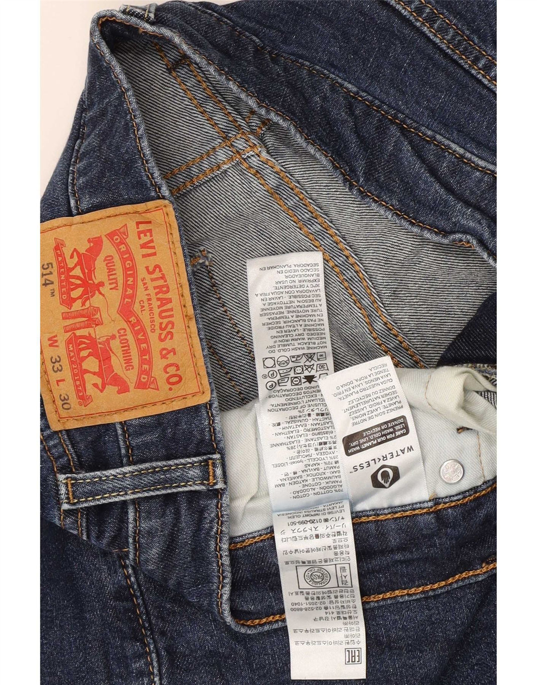 Мужские прямые джинсы Levi's 514 W33 L23 синие, хлопок