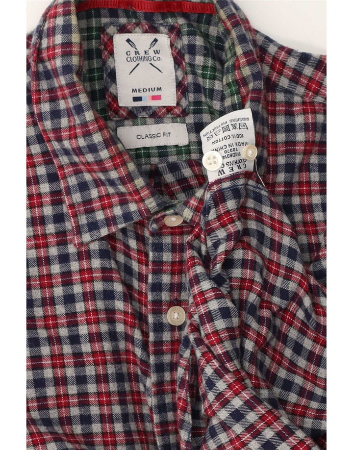 Crew Clothing Мужская фланелевая рубашка классического кроя среднего серого цвета в клетку из хлопка