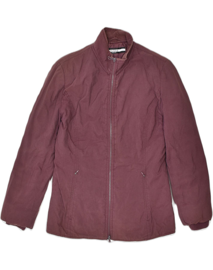 GUESS Womens Overcoat UK 10 Small Maroon Polyamide | Vintage | Thrift | Second-Hand | Used Clothing | Messina Hembry 