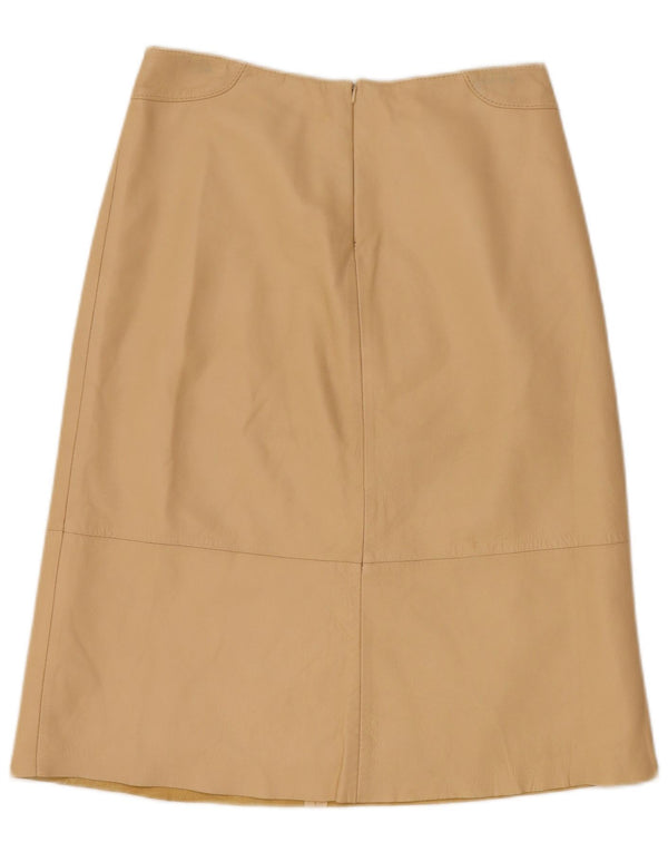Винтажная женская кожаная юбка UK 12 Medium W28 Бежевая