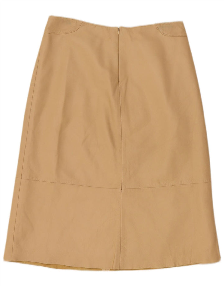 Винтажная женская кожаная юбка UK 12 Medium W28 Бежевая