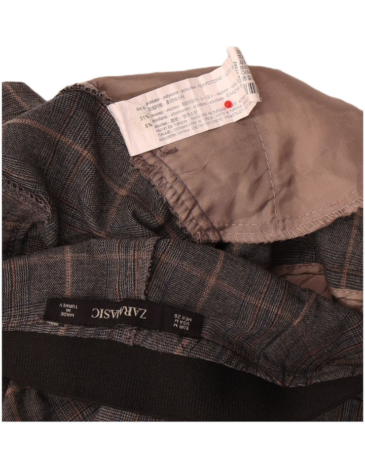 Женские узкие брюки чинос Zara Medium W28 L26, серые, полиэстер в клетку