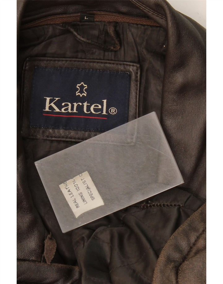 KARTEL Mens Leather Jacket UK 40 Large Brown Leather Vintage Kartel and Second-Hand Kartel from Messina Hembry 